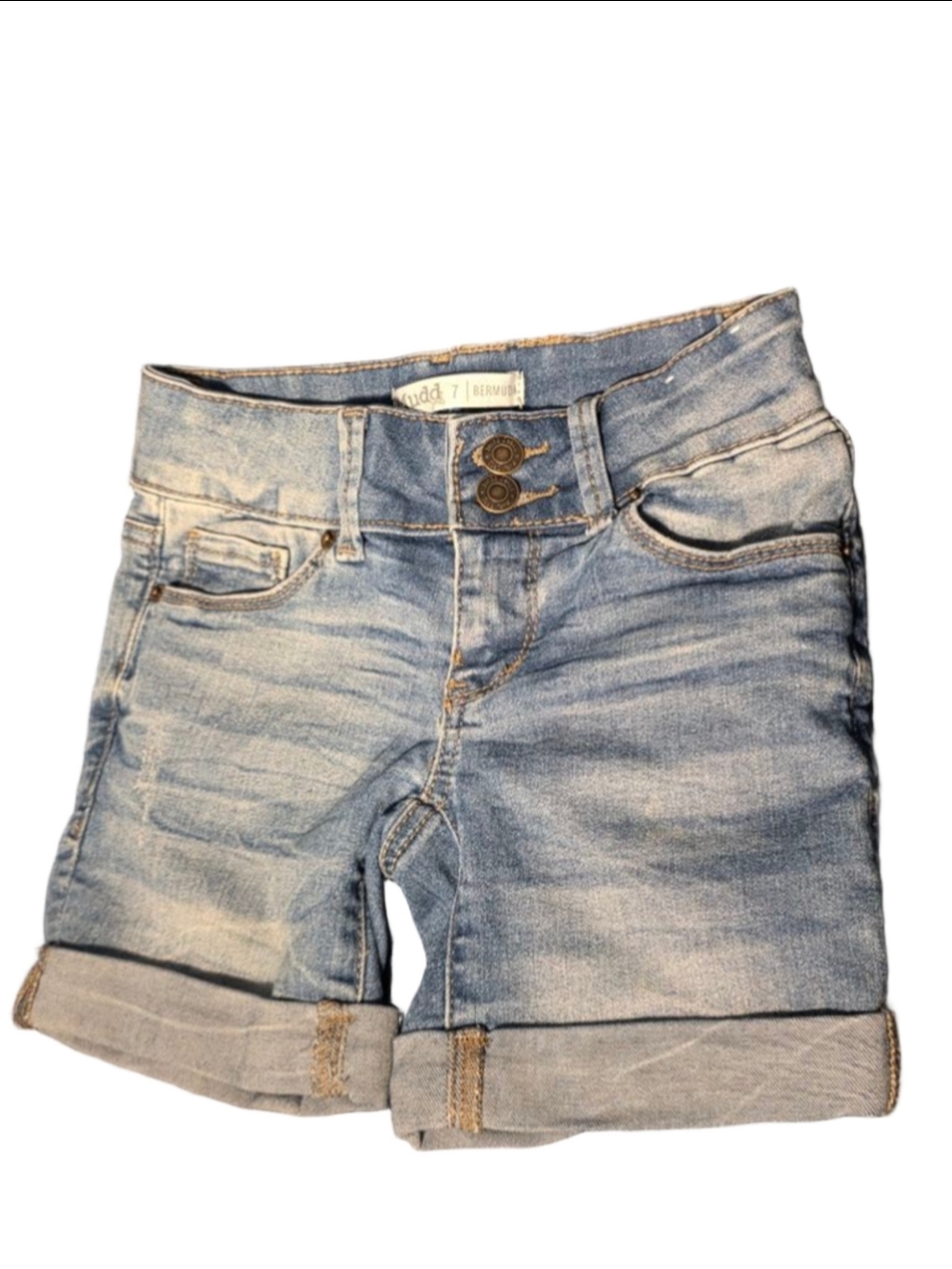 Girls Mudd Blue Denim Bermuda Shorts Size 7 Y2K